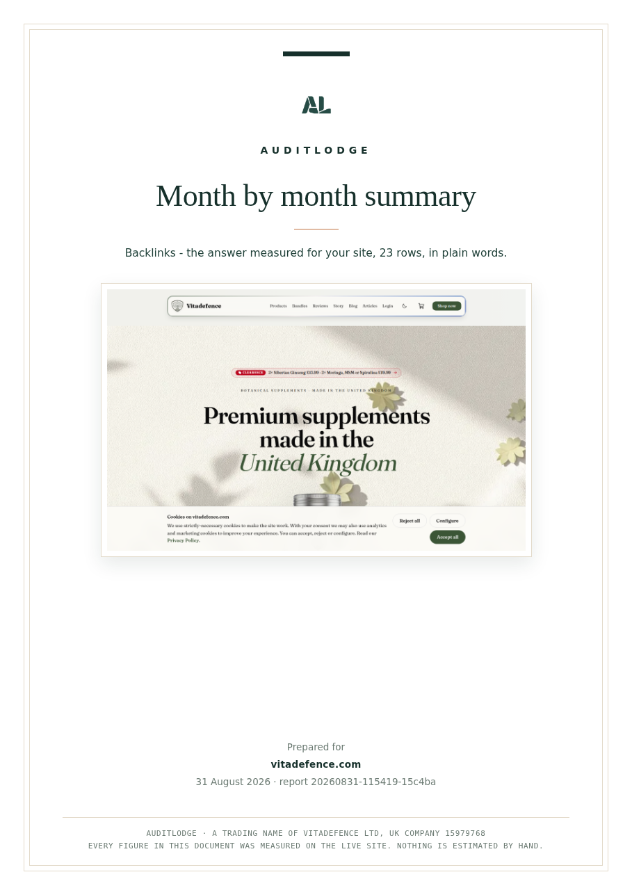 Month by month summary